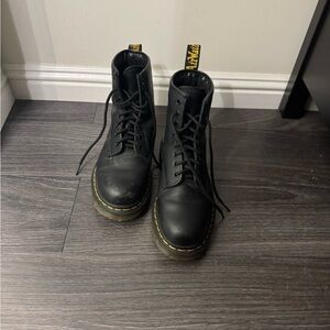 Dr. Martens Black Boots with Yellow Stitching